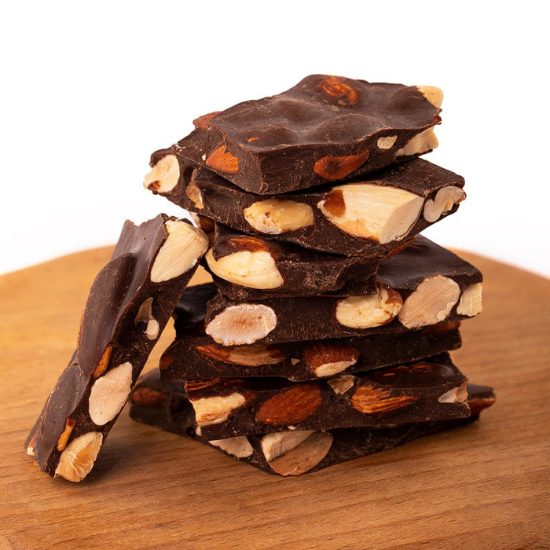 DARK CHOCOLATE BARKS - ALMONDS-125g