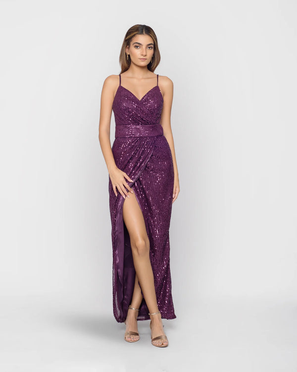 Wrap sequin dress - Purple