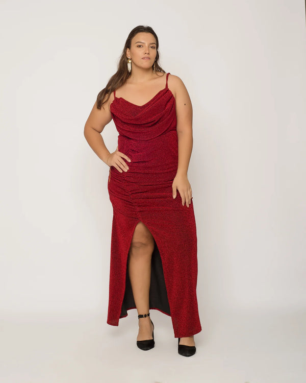 Babe Maxi dress Ruched skirt - red