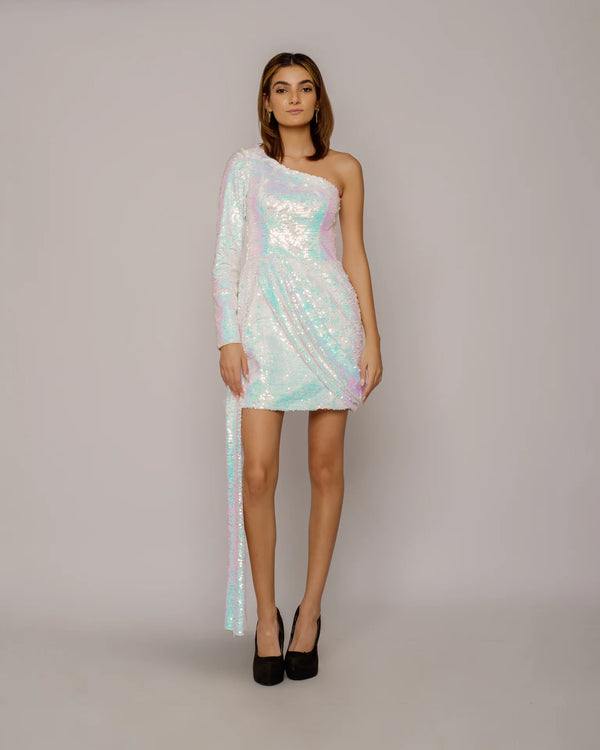 Double sequin dress - white