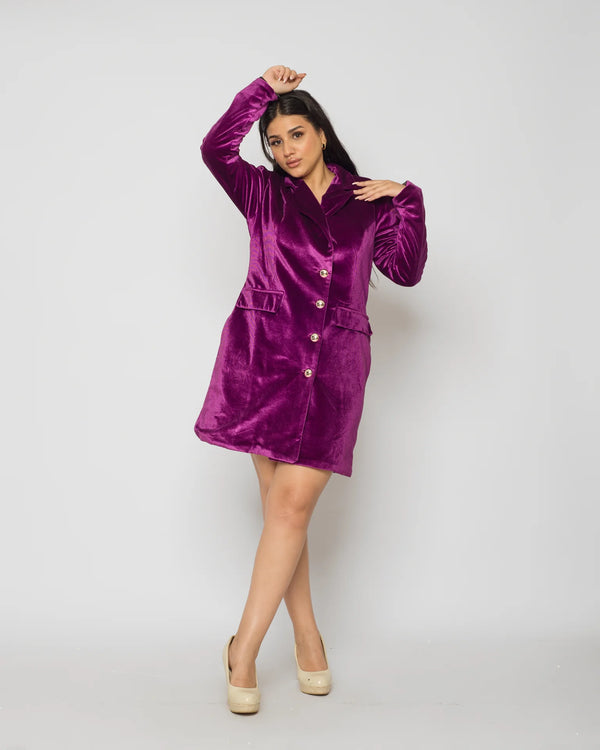 Velvet Blazer dress - Magenta