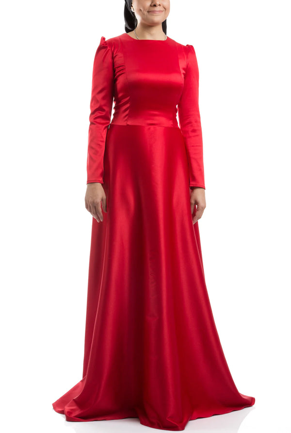 Flared Long Dress - Red