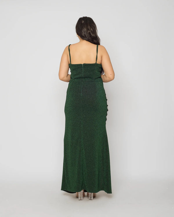 Babe Maxi dress Ruched skirt - Emerald green