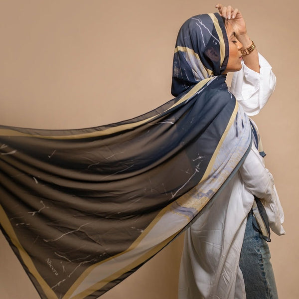 Chiffon scarf Golden Black
