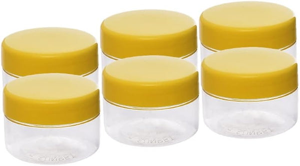 Sunpet set 6 p. round jar 
 50 ml transparent with a yellow lid