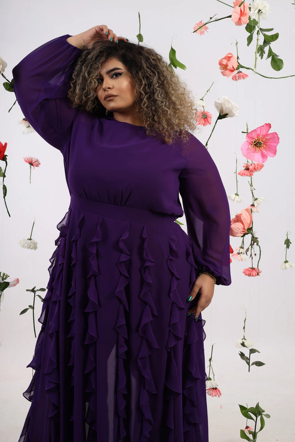 The Ruffled Maxi Dress - Purple