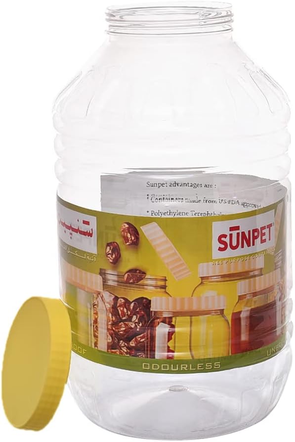 Sunpet round jar 
 12000 ml transparent with a yellow lid