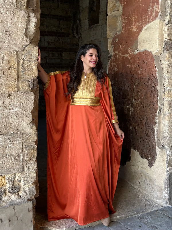 Moroccan Royalty silk dress - Orange