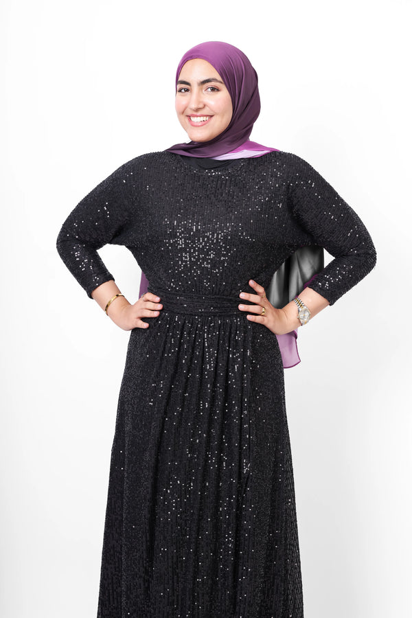 Sequin Soiree Dress - Black