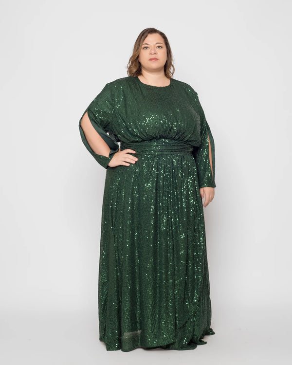 Sequin Soiree Dress - Emerald Green