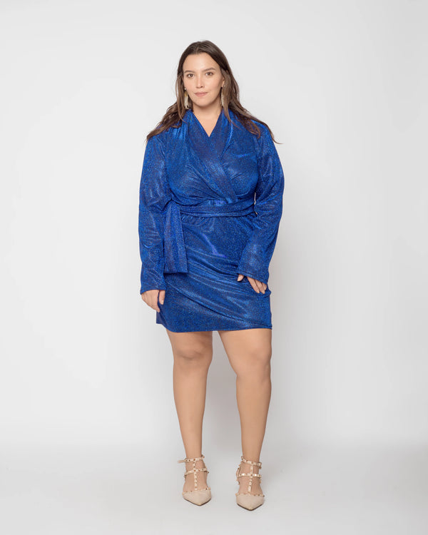 Draped Blazer dress - Blue