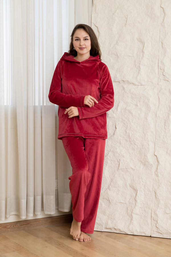 Comfort Hoodie Lounge Set - Maroon