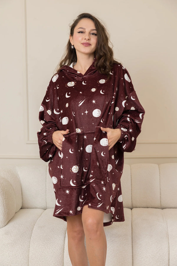 Celestial Dream Hoodie Blanket - Stars Pattern