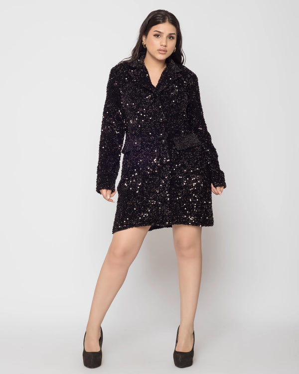 The sequin Blazer dress - Black