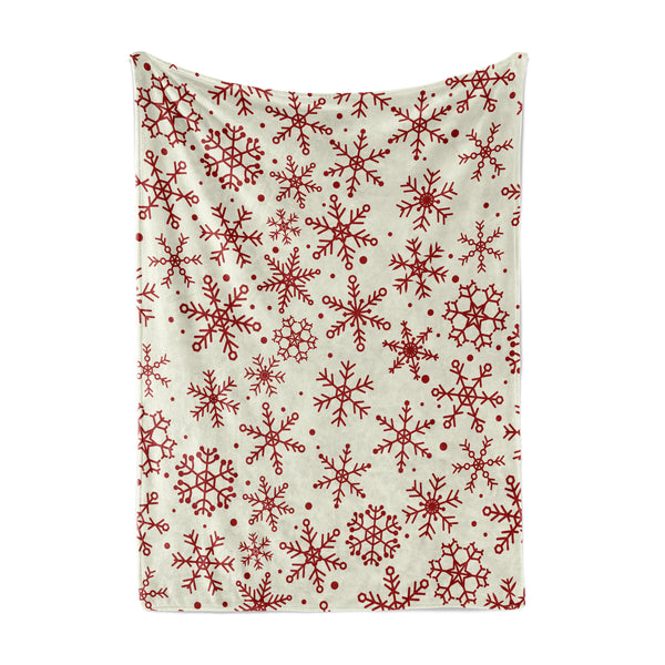 Throw  Blanket Red Snowflake with fur