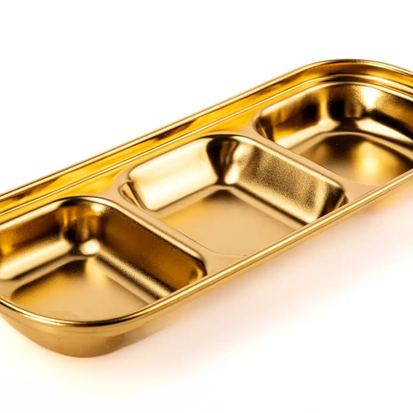 Golden divided serving plate/ 3- 4 compartments