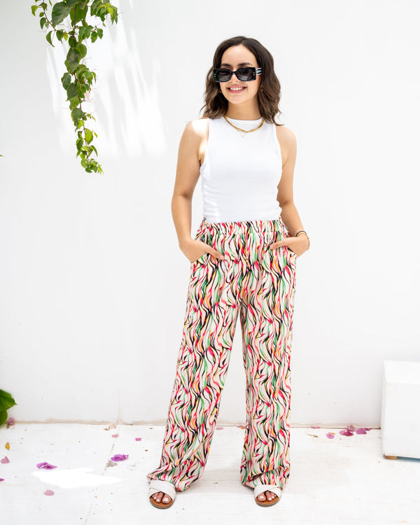 White printed pants