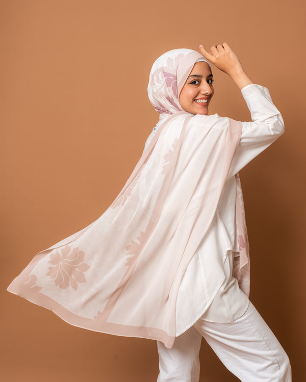 Chiffon scarf Damask Nude