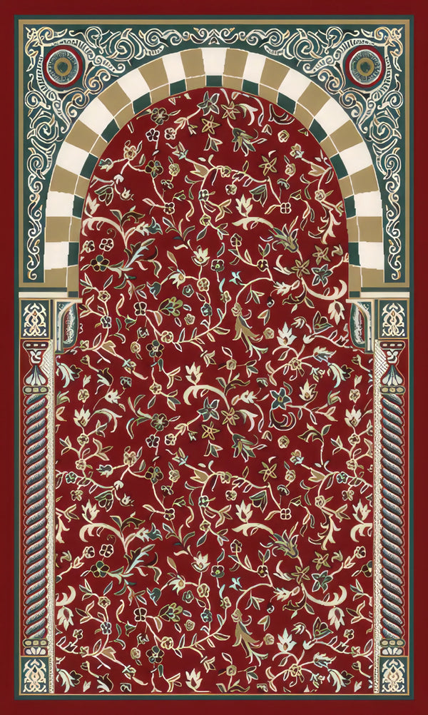 Luxury Velvet Prayer Mat "El-Rawda" in Ruby