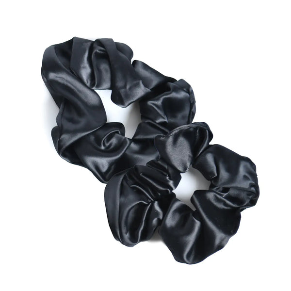 Black Satin Scrunchies 2 pcs