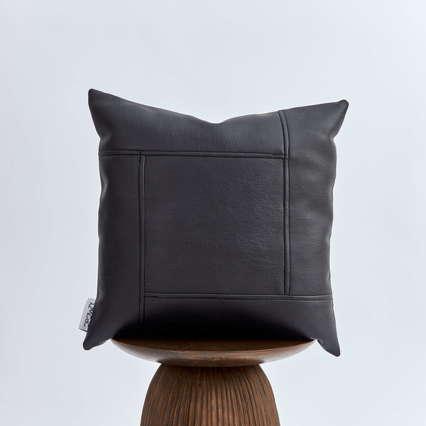 "Black Grid" - 40x40 Leather Cushion