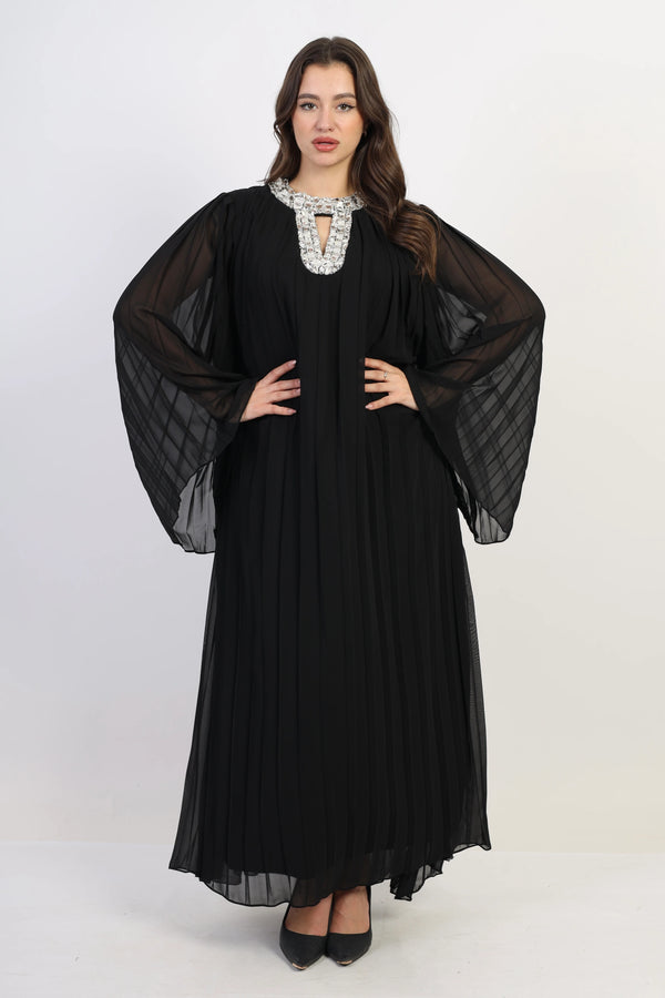 Pleated chiffon dress - Black