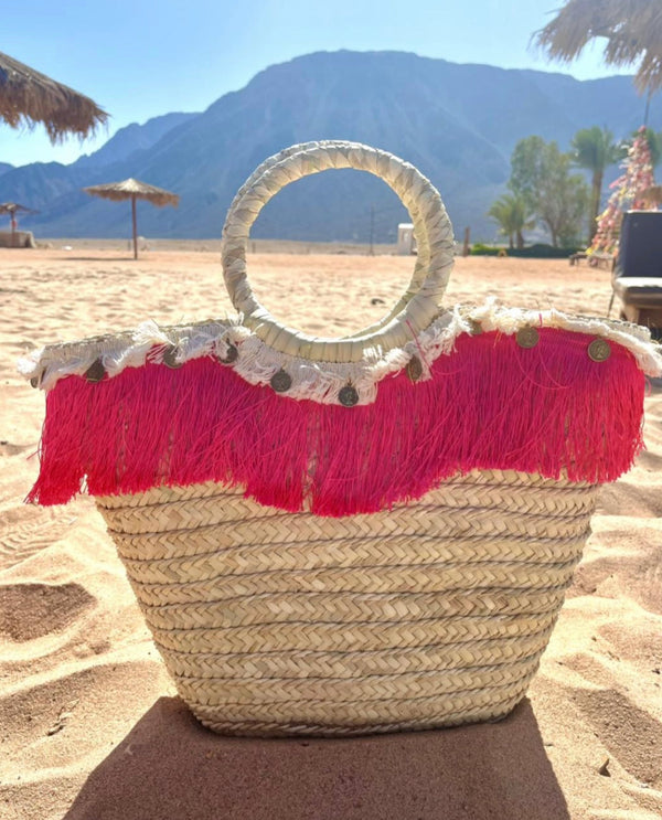 Hot pink beach bag