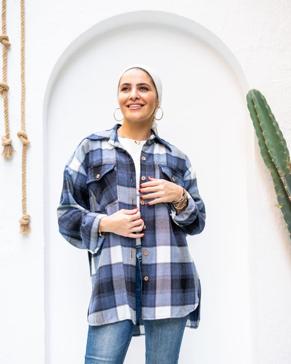 Blue plaid winter shirt