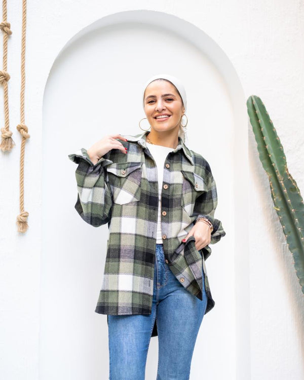 Olive plaid winter shirt