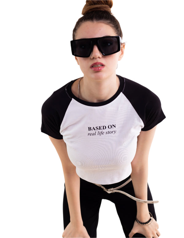 BASED ON REAL LIFE STORY CROPPED TEE