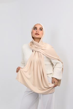 Cream Premium jersey Hijab