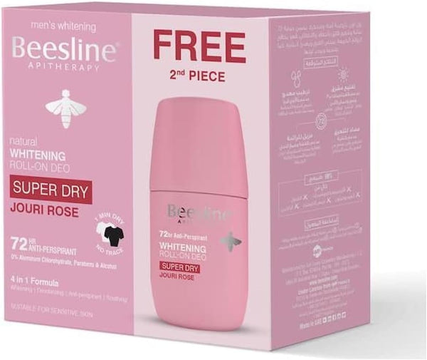 Beesline Natural Whitening Deodorant Super Dry Jouri Rose Roll On 50 Ml 1+1