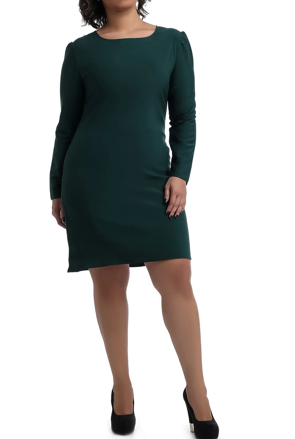 Ruffles Neck Cocktail Dress - Green