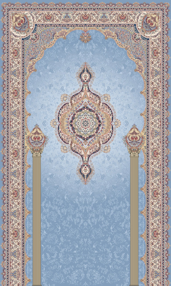 Luxury Velvet Prayer Mat "Qibla " in Baby Blue