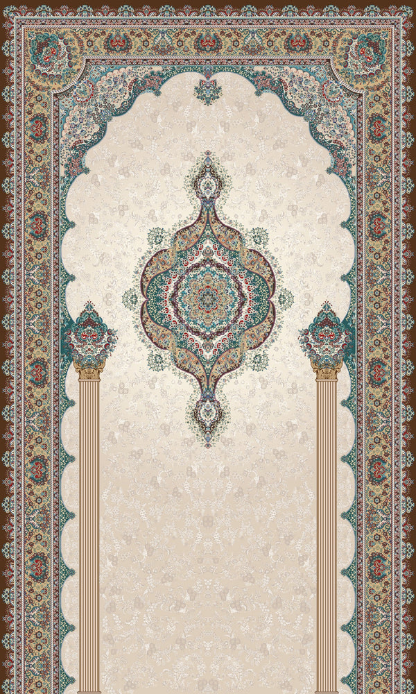 Luxury Velvet Prayer Mat "Qibla" in Beige