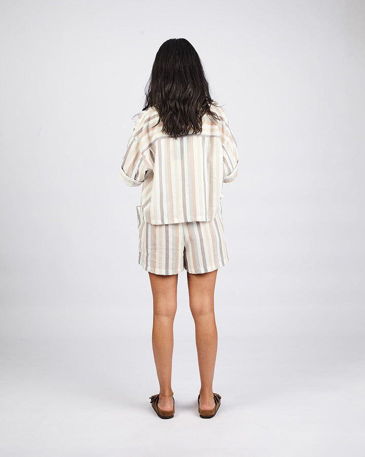 Beige - Streak Shorts Linen Shorts TheMakeovr One Size 