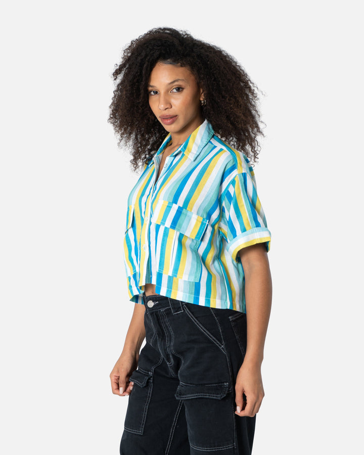 Blue Streak - Cropped Shirt Cropped Shirt TheMakeovr 