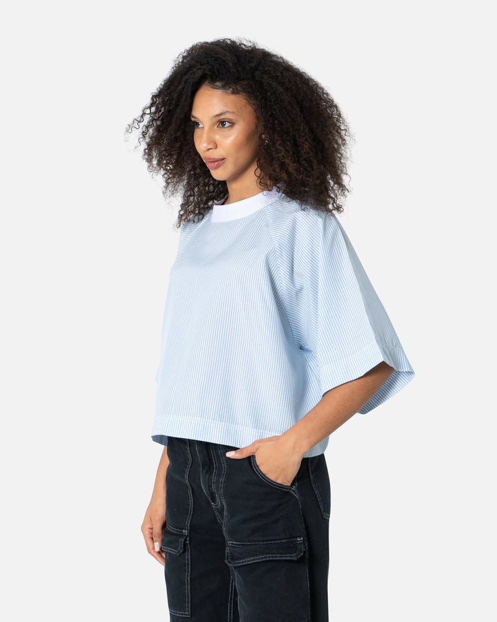 Blue Stripes - Zipper Tee Oversized Long Sleeve Shirt TheMakeovr 