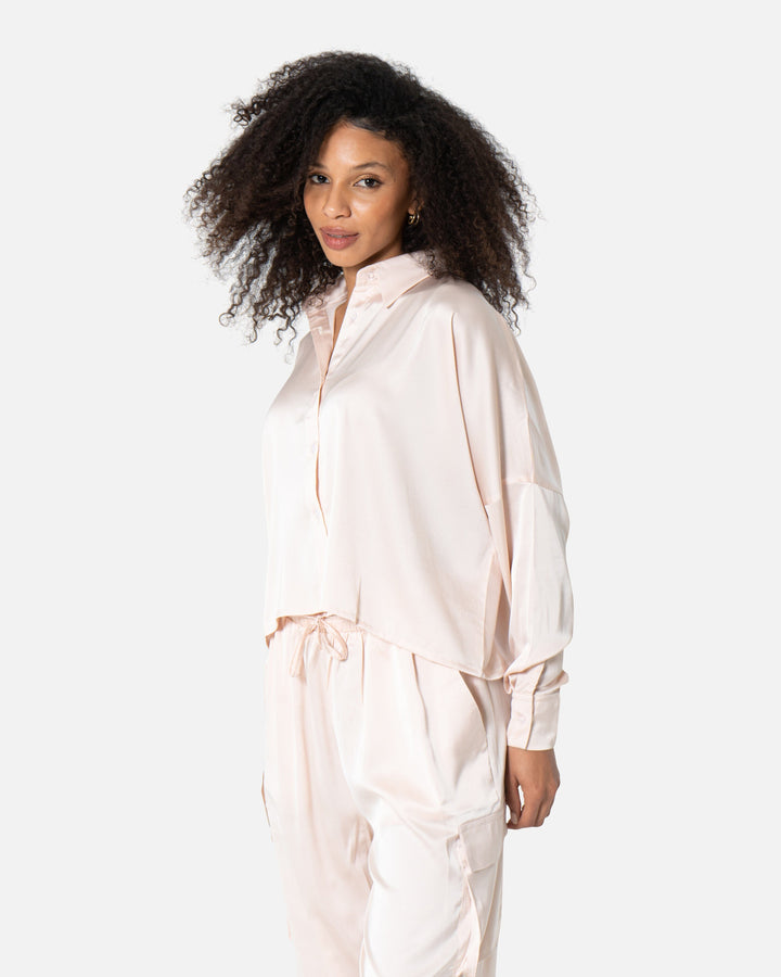 Champagne - Plain Satin Shirt TheMakeovr 