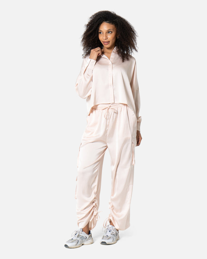 Champagne - Plain Satin Shirt TheMakeovr 