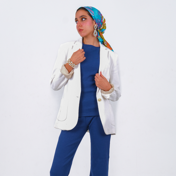 Essential Rib Cotton Set in blue