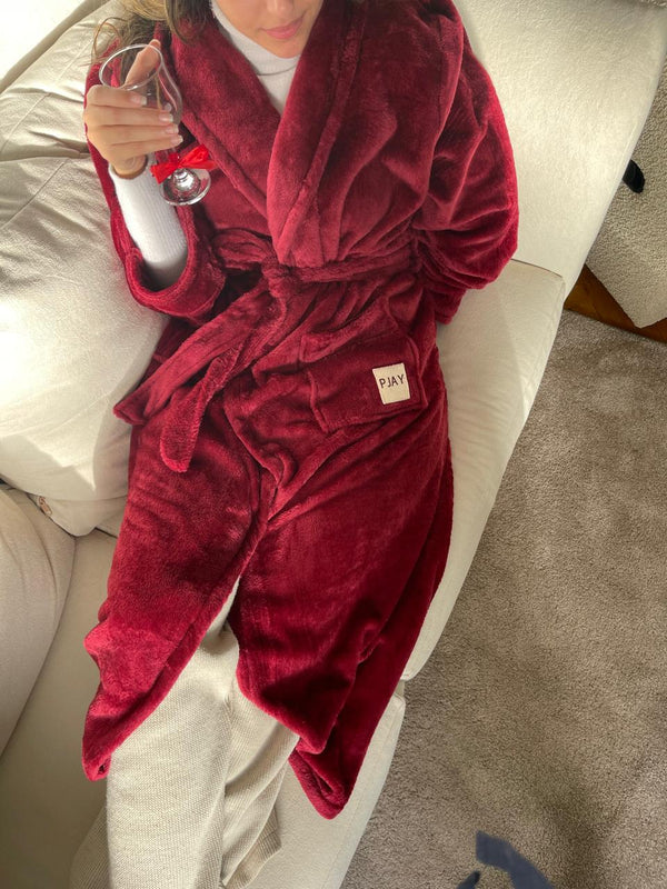 The holiday burgundy robe