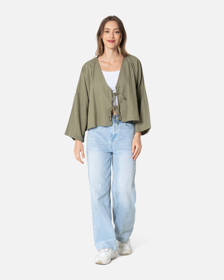 Frosty Green - "Tie Front" Cardigan Oversized Cardigan TheMakeovr 