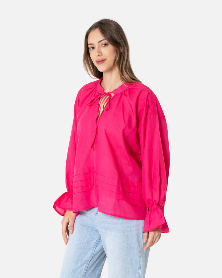 Fuchsia - Ruffle Sleeve Blouse Blouse TheMakeovr 