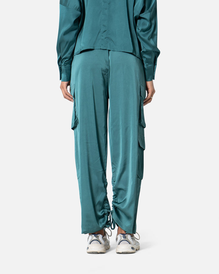 Green - Satin Cargo Pants TheMakeovr 