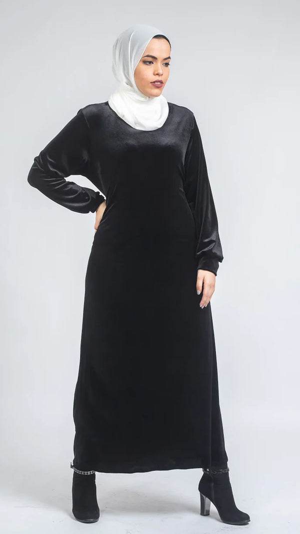 Velvet Black With Side Belt Dress