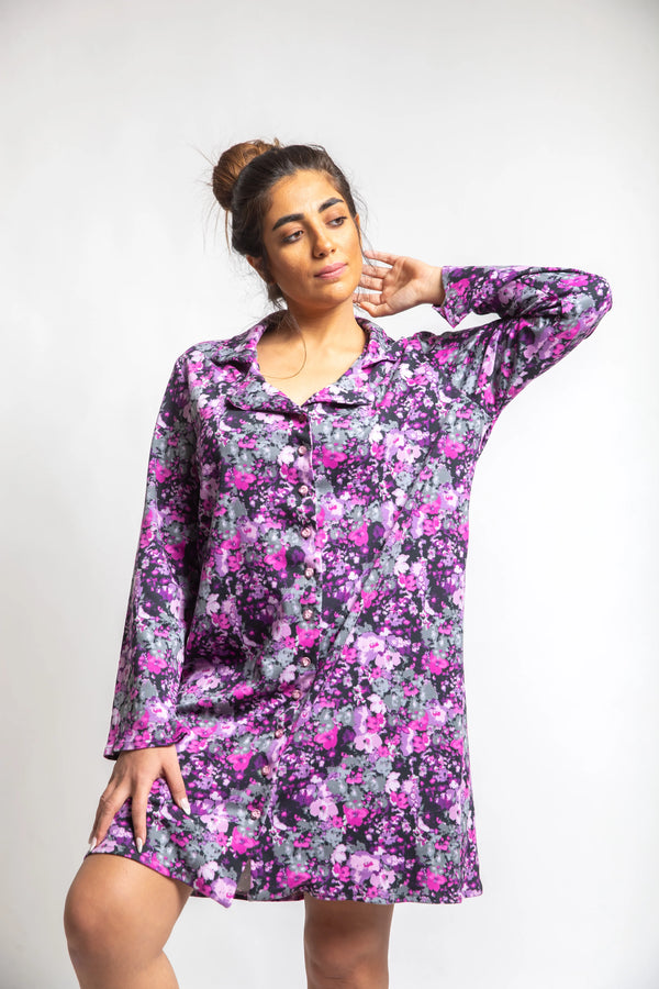 Violet Shirt Dress Purple