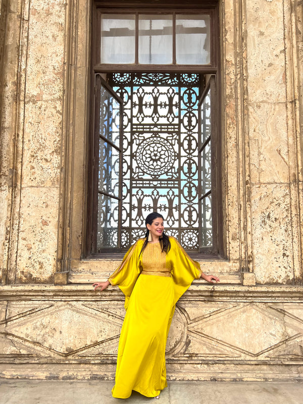 Moroccan Royalty silk dress - Mustard