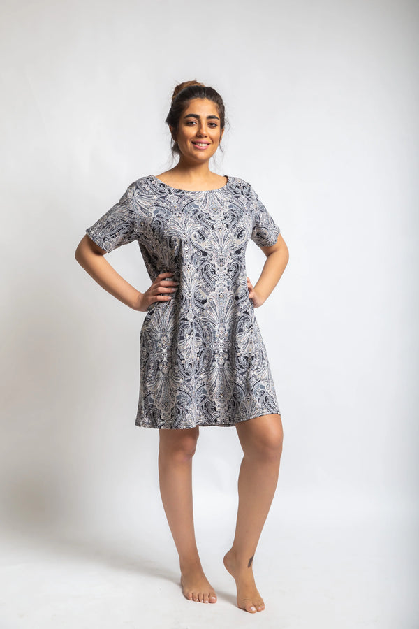 Maze Night Dress Grey