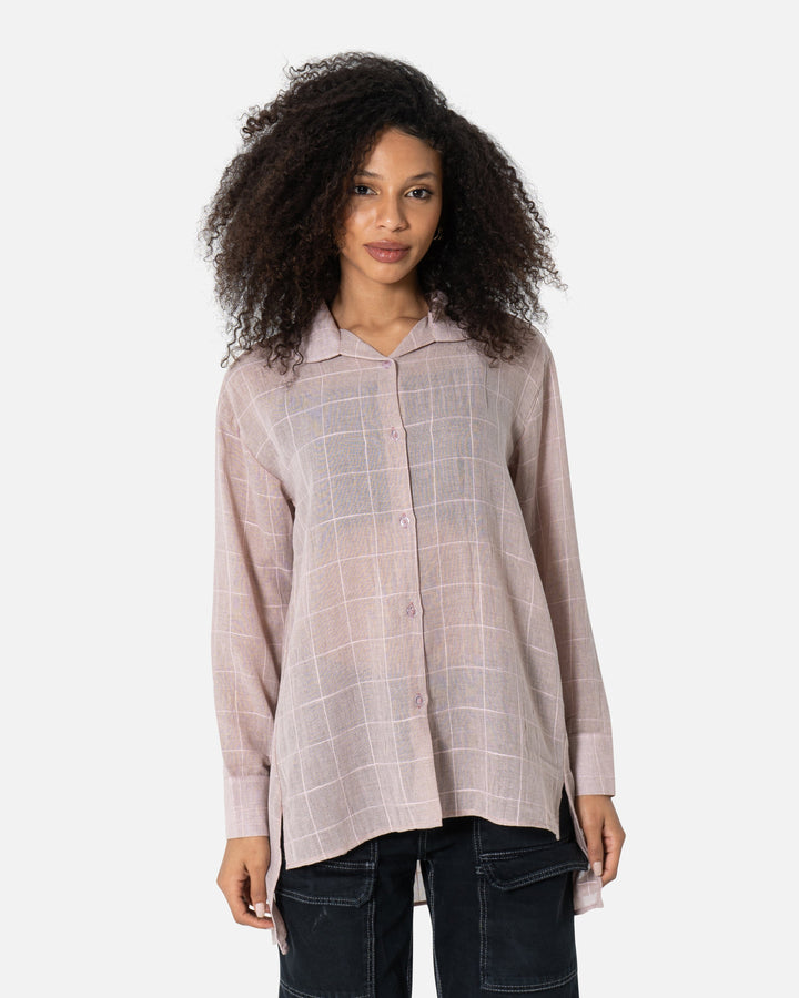 Kashmir Chequered - Linen Oversized Shirt Oversized Long Sleeve Shirt TheMakeovr 